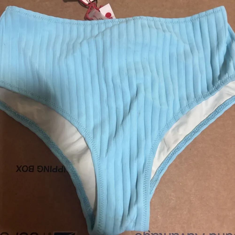 NWT Soild & Striped The Beverly Solid Rib Teal Fresh Air Medium Bikini Bottom